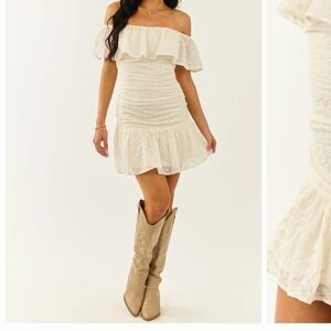 Elegant Off-Shoulder Cream Dress